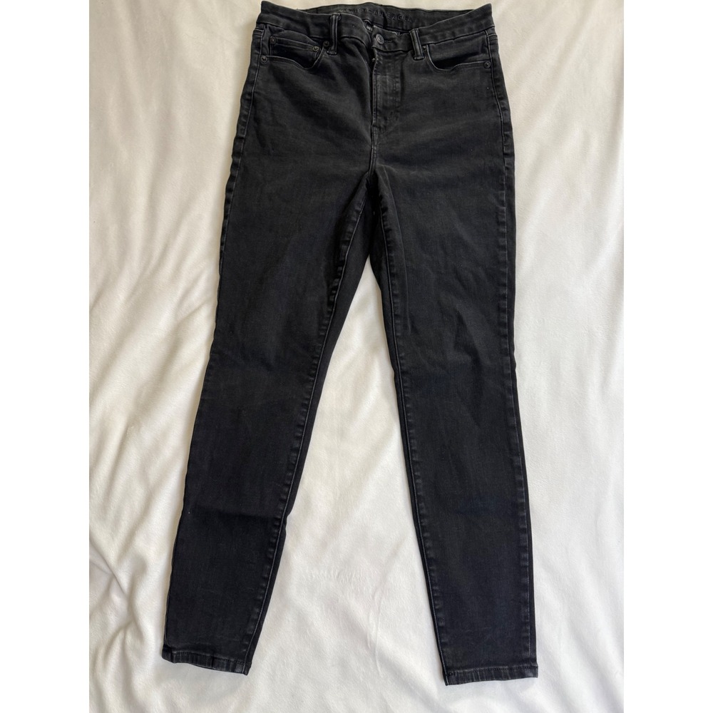 American Eagle Luxe Stretch High Waisted Skinny Jeans Black Womens Size M Short